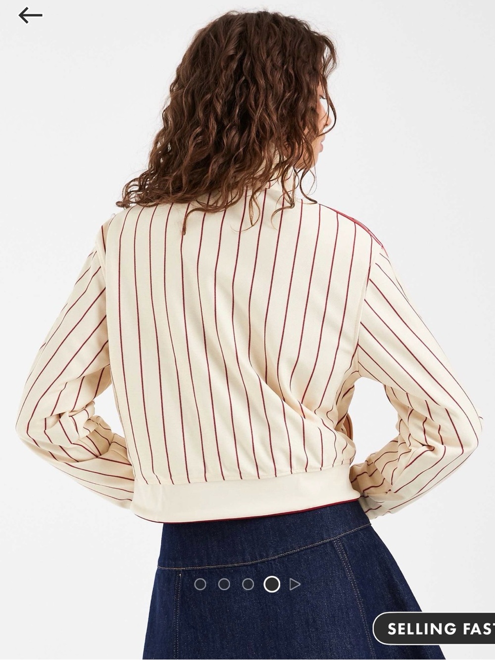 NWT adidas Red Satin Women's Track Bomber Jacket with White Stripes - Picture 4 of 4